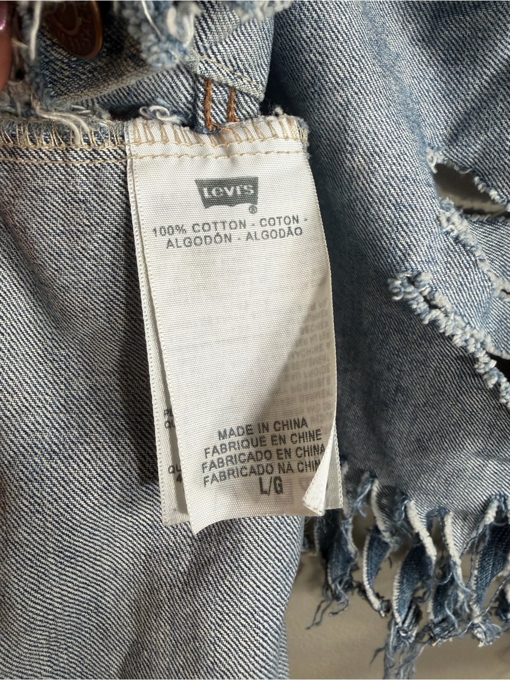 Custom Handmade Distressed Levi's Denim Trucker Jacket L Grunge Punk - Picture 14 of 16